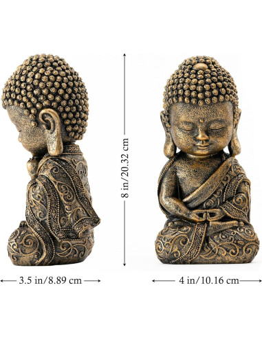 Estatua de Buda Bebé BOIHEGU 20 cm Resina Dorada Decorativa