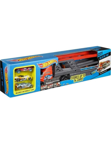 Transportador Hot Wheels City Mattel con Lanzador y 3 Autos