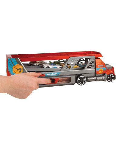 Transportador Hot Wheels City Mattel con Lanzador y 3 Autos