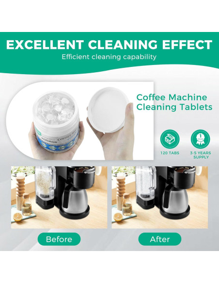 120 Tabletas Limpiadoras de Cafetera - Limpiador de Aceite