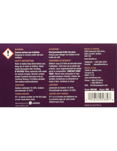 Tabletas de limpieza para espresso Breville BEC250 - 8 unidades