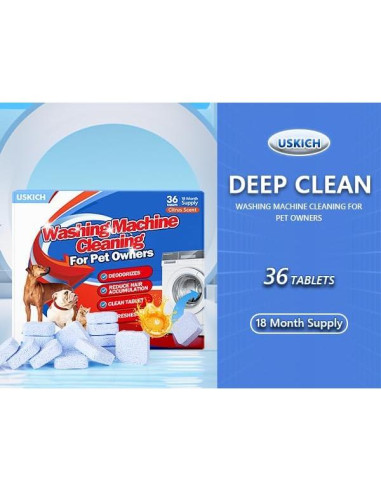 Limpiador de Lavadora USKICH 36 Tabletas para Mascotas