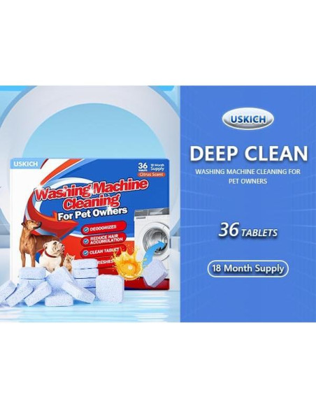 Limpiador de Lavadora USKICH 36 Tabletas para Mascotas