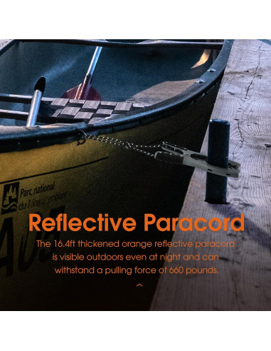 Agarre de Ancla Antidious Kayak con Paracord 5m y Gancho