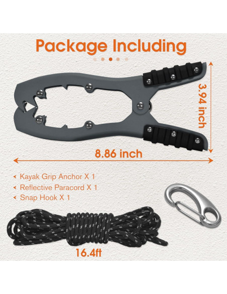 Agarre de Ancla Antidious Kayak con Paracord 5m y Gancho