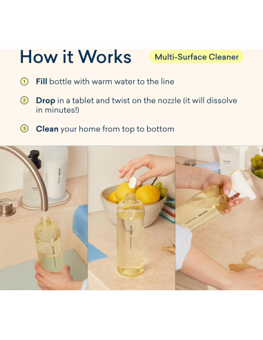 Limpiador Multi-superficie BLUELAND Set de Inicio 4 Tabletas 710 ml