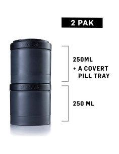Frascos de Almacenamiento BlenderBottle ProStak 250cc 2-Pak Negro 2