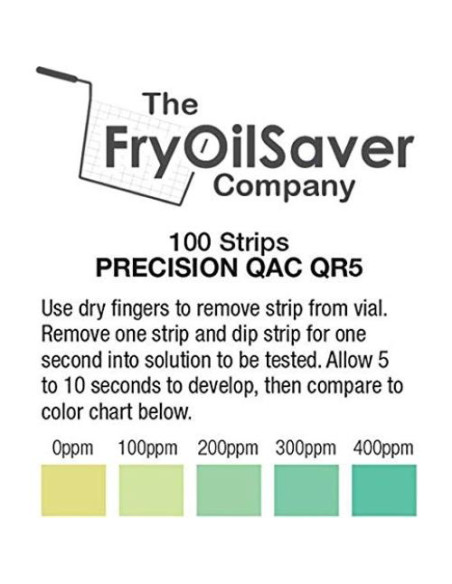 Kit de Prueba de Desinfectante FryOilSaver Co. 200 Tiras Cloro y Quat