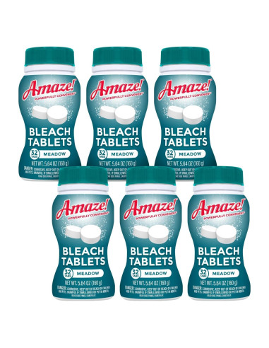 Tabletas de Blanqueador Ultra Concentradas AMAZE - 6 Botellas - Aroma Pradera - Limpieza Multisuperficie
