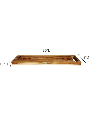 Bandeja de Baño EcoDecors Eleganto 76.2 cm Teak Sólido con Bisel Vivo