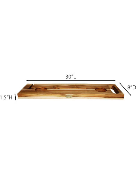 Bandeja de Baño EcoDecors Eleganto 76.2 cm Teak Sólido con Bisel Vivo