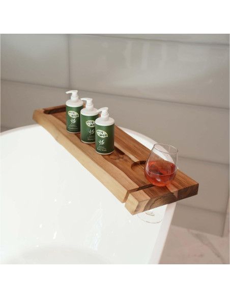 Bandeja de Baño EcoDecors Eleganto 76.2 cm Teak Sólido con Bisel Vivo