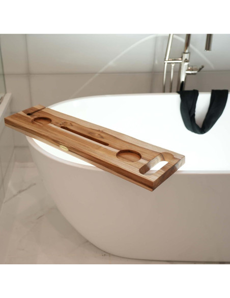 Bandeja de Baño EcoDecors Eleganto 76.2 cm Teak Sólido con Bisel Vivo
