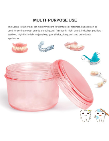 Caja de Baño para Dentaduras Uouovo Grande Rosa 9.5x10.4x7.8cm