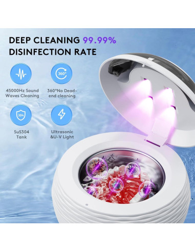 Limpiadora Ultrasónica Dental Portátil 200ML 45kHz - Blanco