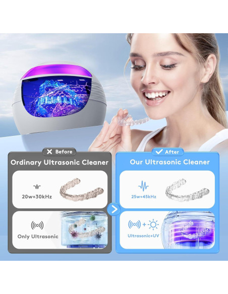 Limpiadora Ultrasónica Dental Portátil 200ML 45kHz - Blanco