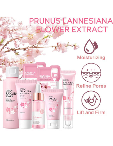 Kit de Cuidado de la Piel Sakura Fashion Base 7 Piezas Hidratante