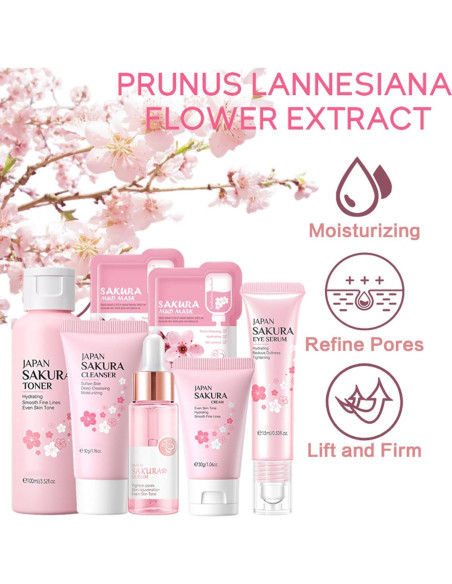 Kit de Cuidado de la Piel Sakura Fashion Base 7 Piezas Hidratante