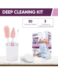 Set de Botellas de Bebé Rosa CleanHike + 30 Tabletas Limpiadoras 2