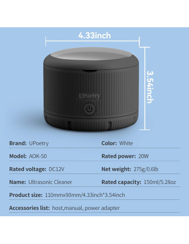 Limpiador Ultrasónico UPoetry 150ml para Retenedores y Dentaduras