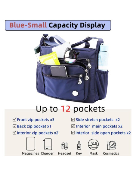 Bolso de Hombro MINTEGRA Azul Pequeño con Múltiples Bolsillos