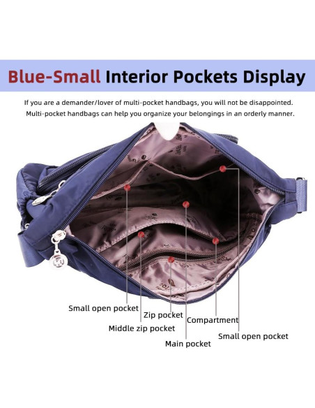 Bolso de Hombro MINTEGRA Azul Pequeño con Múltiples Bolsillos