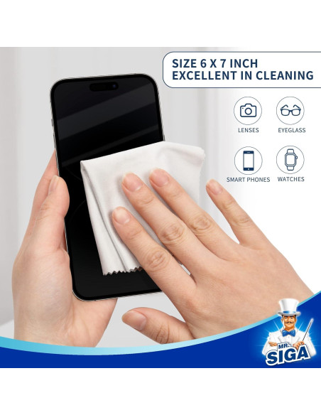 Paños de Microfibra Premium MR.SIGA para Lentes y Pantallas - 6 Unidades
