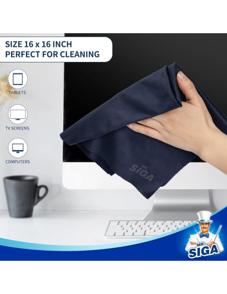 Paños de Microfibra Premium MR.SIGA para Lentes y Pantallas - 6 Unidades