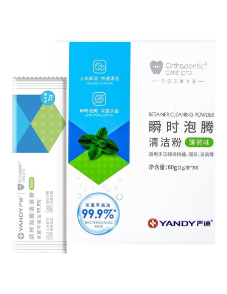 YANDY Polvo de limpieza para retenedores y aparatos dentales 30 paquetes