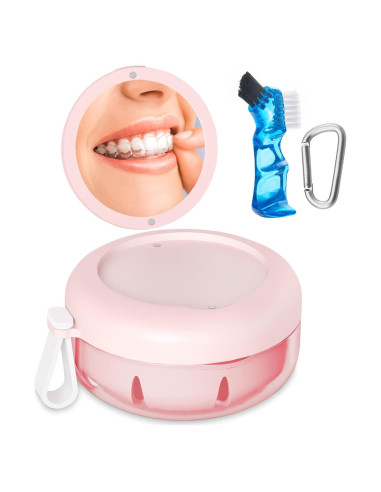 Estuche para Dentaduras SEANCHEER Rosa Portátil a Prueba de Fugas