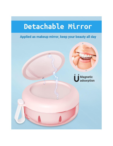 Estuche para Dentaduras SEANCHEER Rosa Portátil a Prueba de Fugas