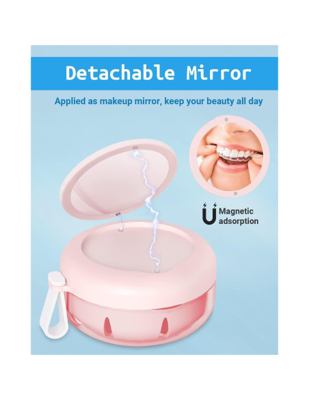 Estuche para Dentaduras SEANCHEER Rosa Portátil a Prueba de Fugas