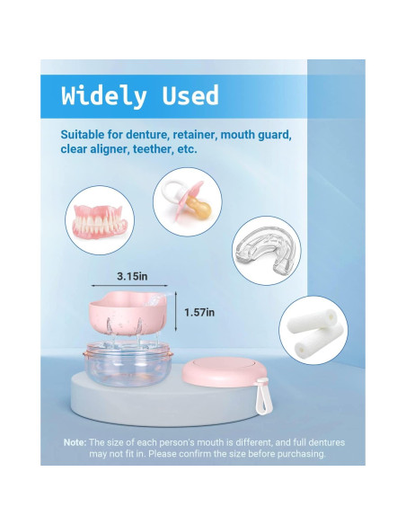 Estuche para Dentaduras SEANCHEER Rosa Portátil a Prueba de Fugas