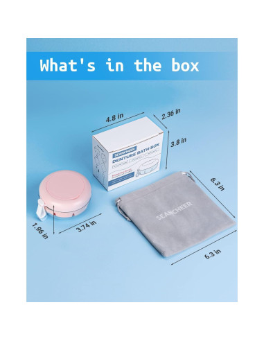 Estuche para Dentaduras SEANCHEER Rosa Portátil a Prueba de Fugas