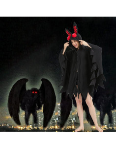 Disfraz Unisex Mothman Capa Cosplay 100% Poliéster 2
