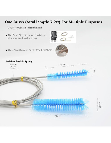 Cepillo de limpieza para manguera CPAP TUSIWIT 2.1m con cabezales