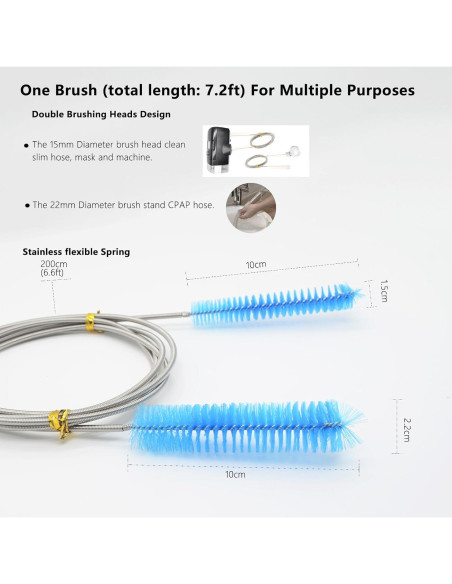 Cepillo de limpieza para manguera CPAP TUSIWIT 2.1m con cabezales