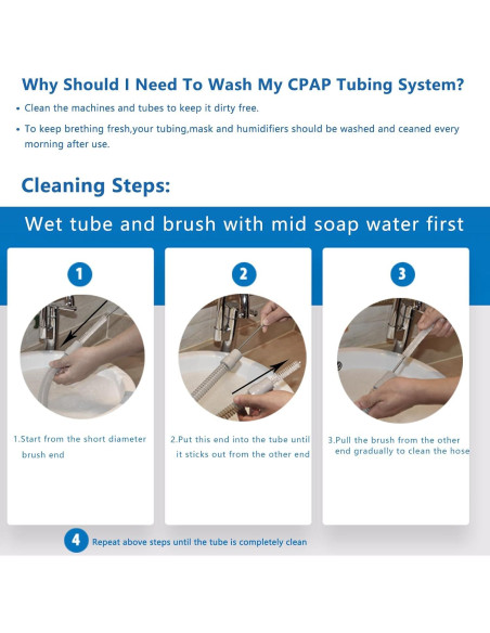 Cepillo de limpieza para manguera CPAP TUSIWIT 2.1m con cabezales