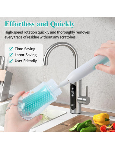 Limpiador Eléctrico de Botellas LIFRTRIBE Verde con Accesorios