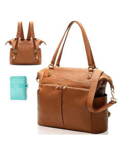 Mochila de Pañales MOMINSIDE 4 en 1 Cuero Vegano Marrón