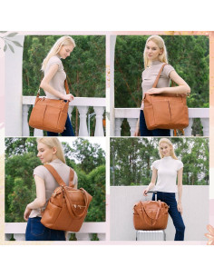 Mochila de Pañales MOMINSIDE 4 en 1 Cuero Vegano Marrón 2