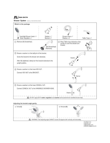 Cabezal de ducha de mano Ana Bath 5 funciones 5" níquel cepillado