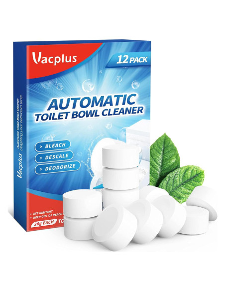 Tabletas Limpiadoras de Inodoro Vacplus 12 Unidades con Blanqueador