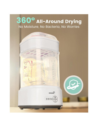 Esterilizador y Secador de Botellas Grownsy, 1.57 kg, Gris