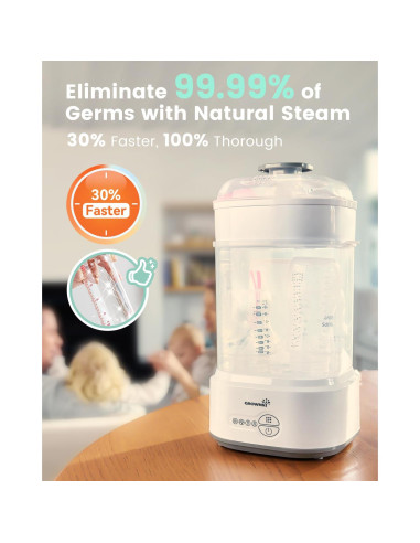 Esterilizador y Secador de Botellas Grownsy, 1.57 kg, Gris