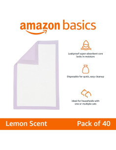 Almohadillas para Gatos Amazon Basics 40 Unidades Aroma Limón 2