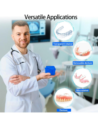 Estuche para Dentaduras EZEELAI con Canasta Drenaje y 2 Cepillos