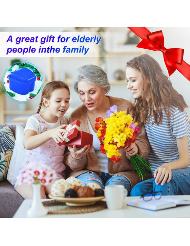 Estuche para Dentaduras EZEELAI con Canasta Drenaje y 2 Cepillos