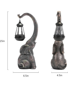 Estatua de Jardín Elefante Solar IVCOOLE 38 cm Decoración 2