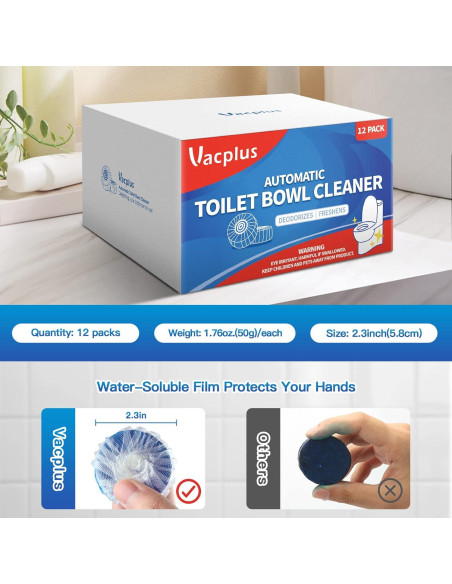 Tabletas Limpiadoras para Inodoro Vacplus - 12 Paquetes